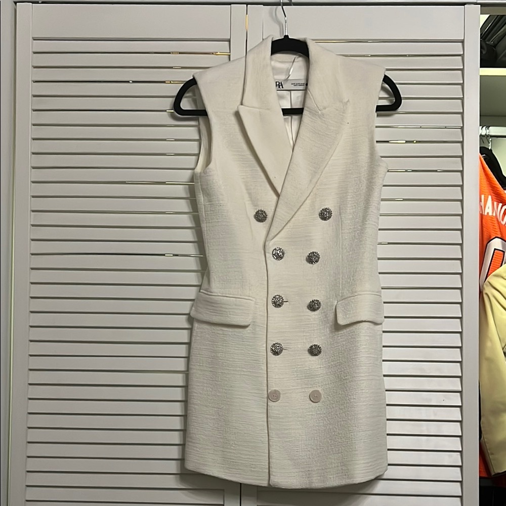 Zara White Sleeveless Dress